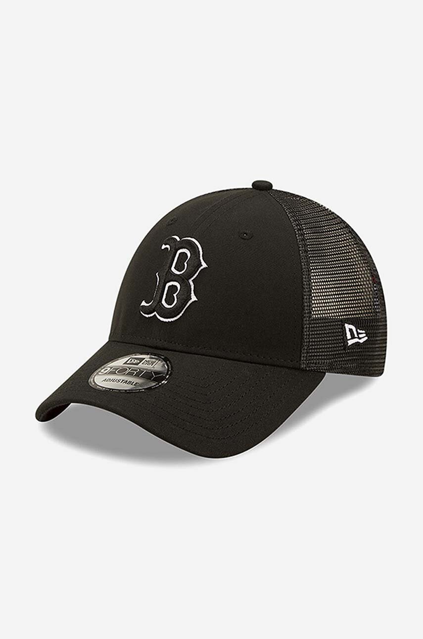 New Era șapcă 940 Trucker Red Sox culoarea negru, cu imprimeu 60240406-black