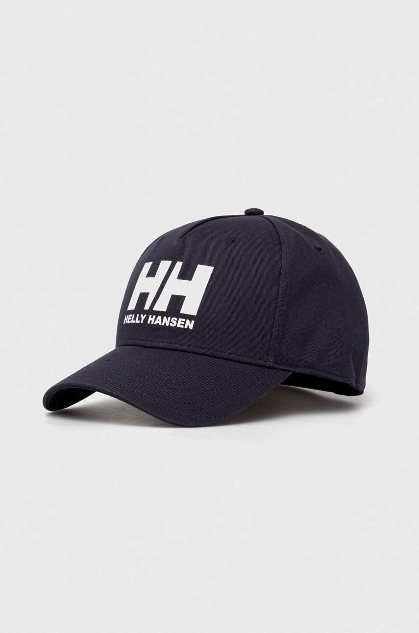 E-shop Bavlněná baseballová čepice Helly Hansen tmavomodrá barva, s potiskem, 67434
