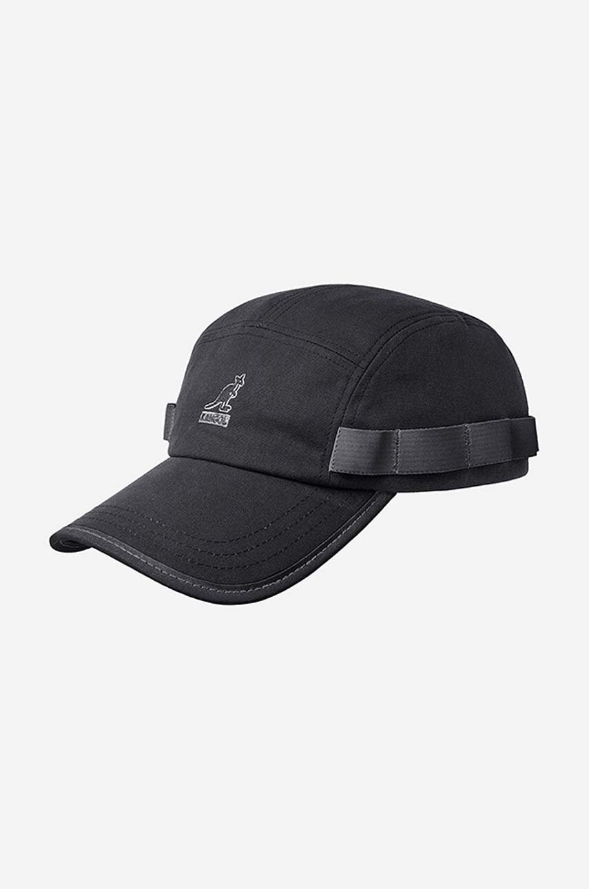 Bavlněná baseballová čepice Kangol Wax Utility 5 Panel černá barva, s aplikací, K5329-BLACK - černá 