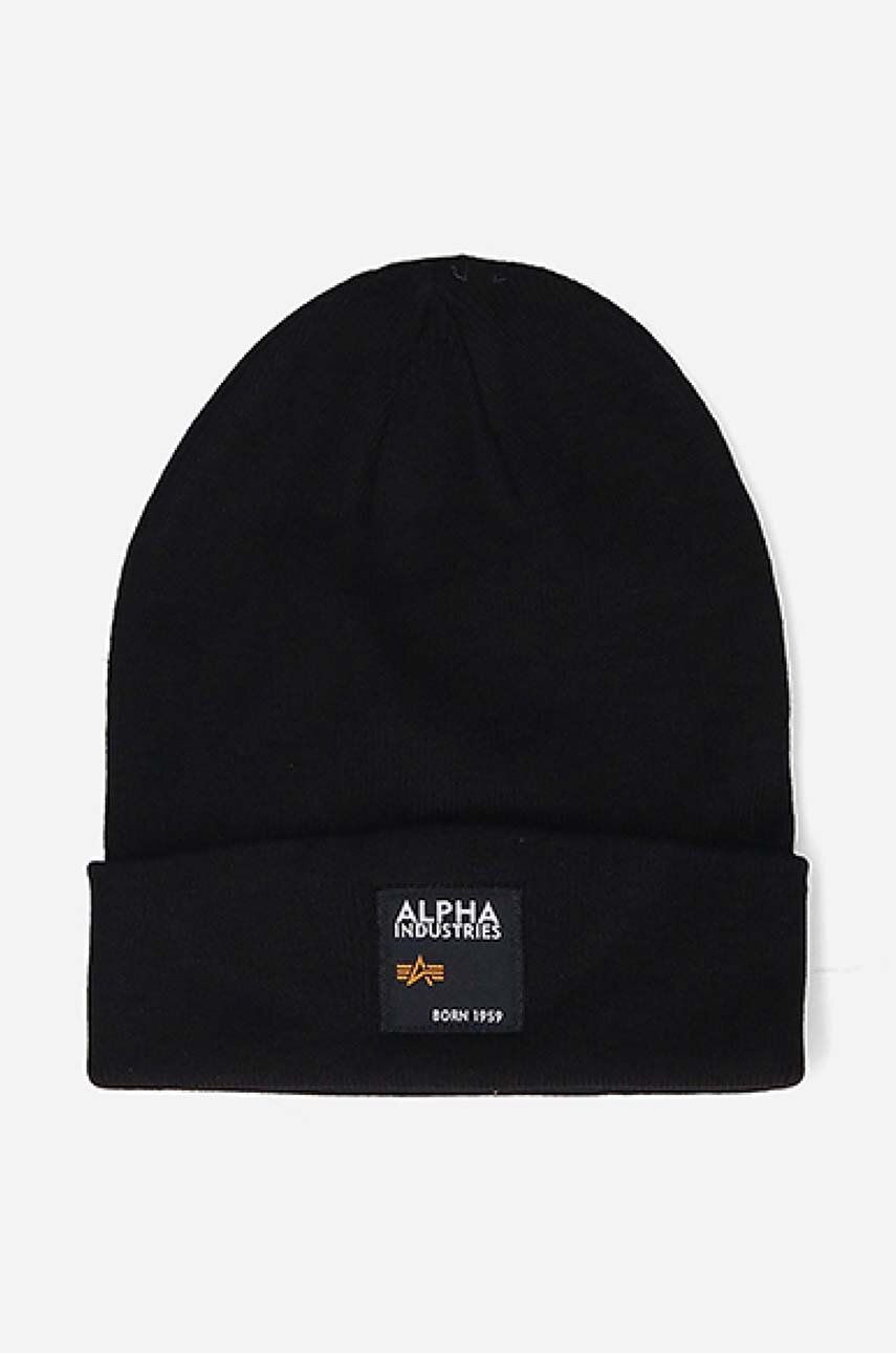 Alpha Industries căciulă Label Beanie culoarea negru 118934.03-black