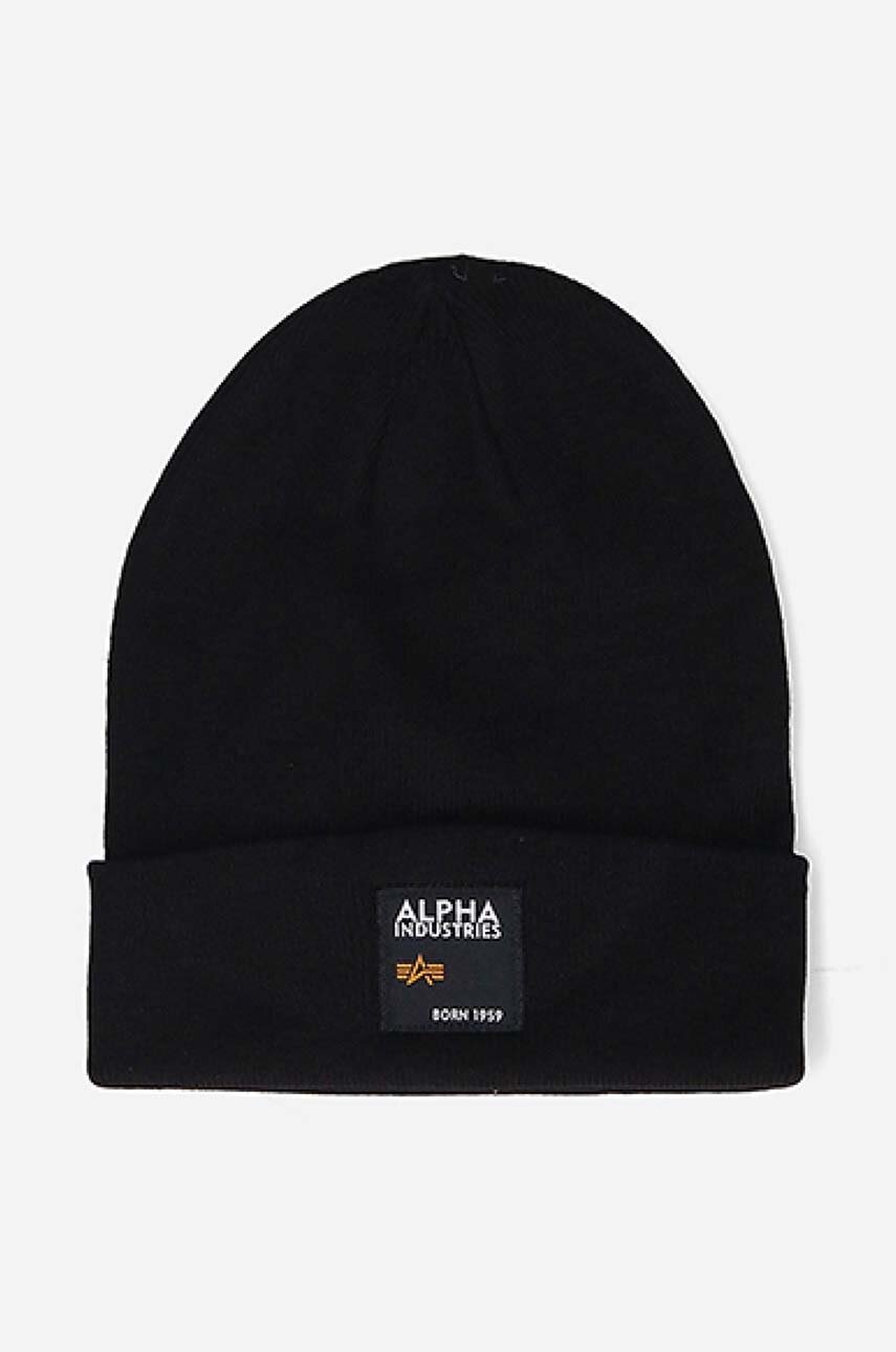 

Шапка Alpha Industries Label Beanie колір чорний 118934.03-black