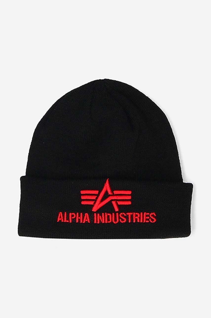 Alpha Industries căciulă 3D Beanie culoarea negru, din țesătură uni 168910.94-black