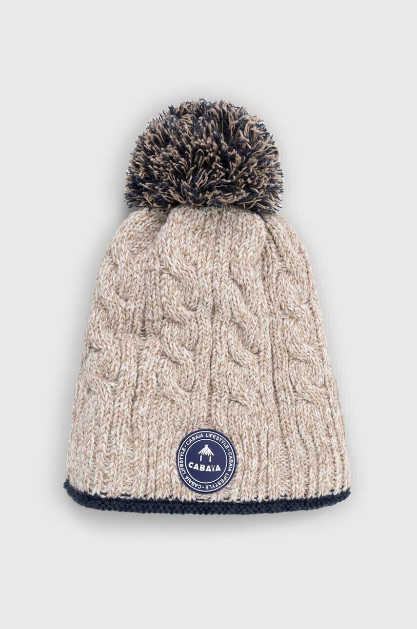 Cabaia caciula Creamy Gin culoarea bej, din tricot gros