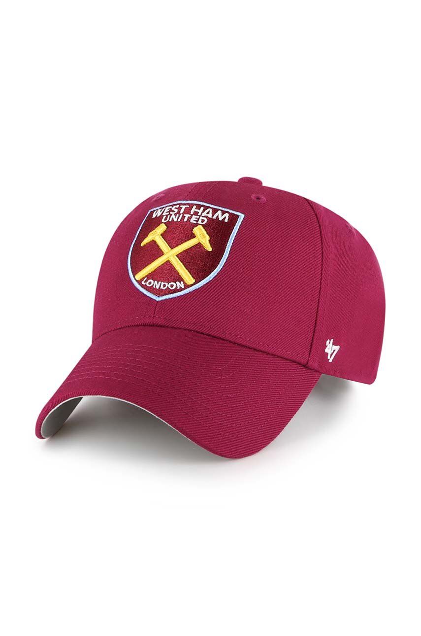 E-shop Čepice s vlněnou směsí 47brand EPL West Ham United FC červená barva, s aplikací