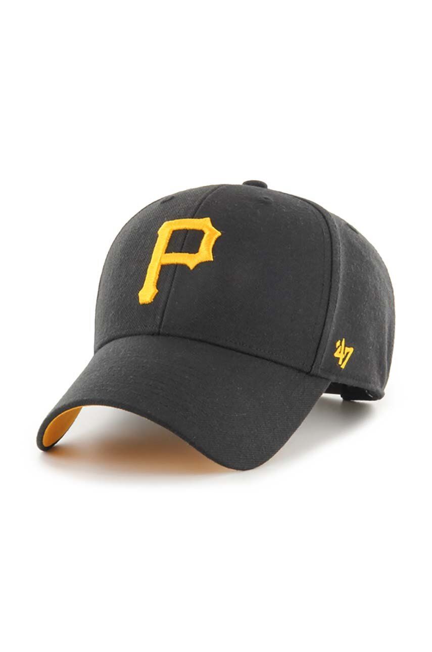 E-shop Čepice s vlněnou směsí 47brand MLB Pittsburgh Pirates černá barva, s aplikací