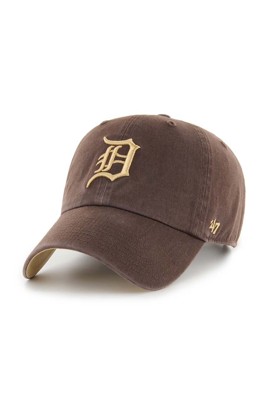 

Хлопковая кепка 47brand MLB Detroit Tigers цвет коричневый с аппликацией