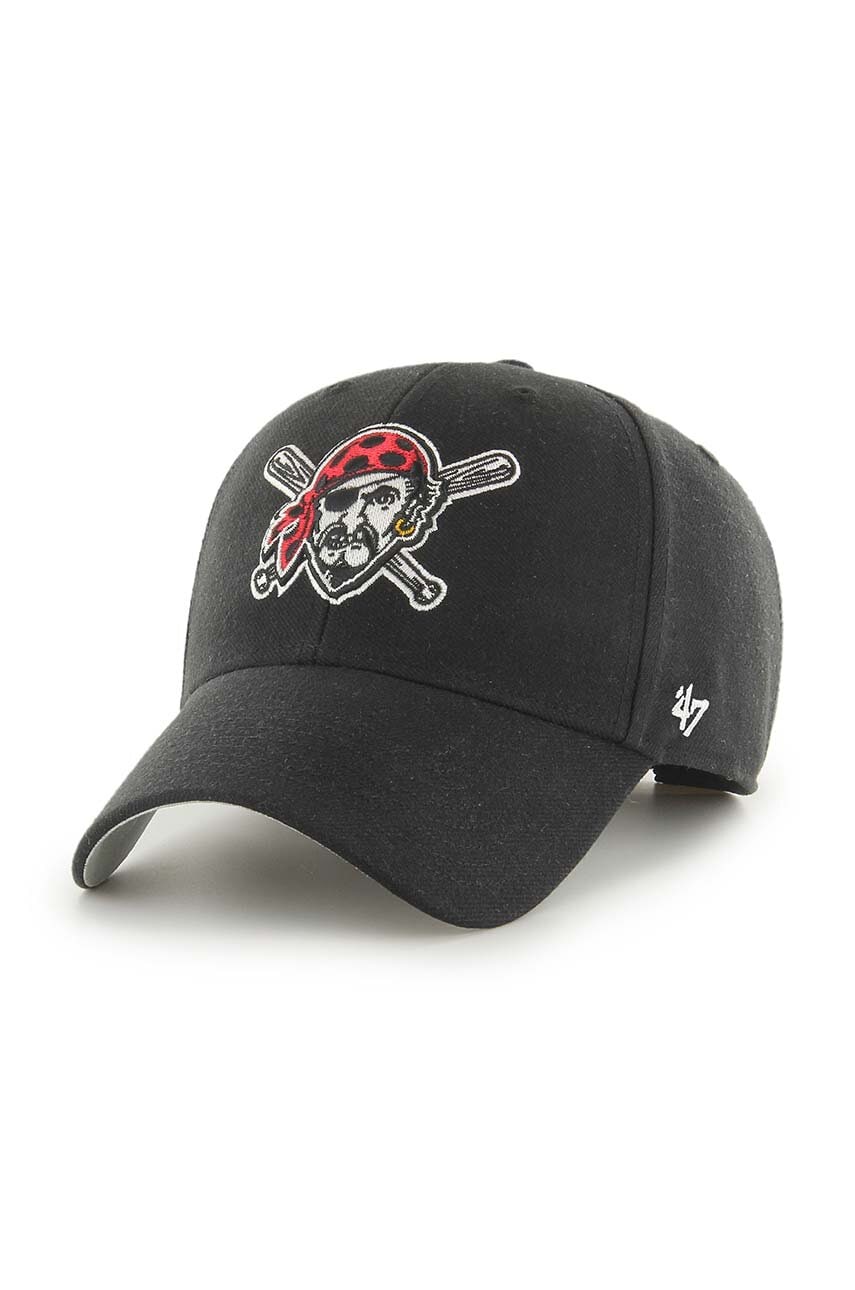 47brand șapcă Din Amestec De Lână MLB Pittsburgh Pirates Culoarea Negru, Cu Imprimeu