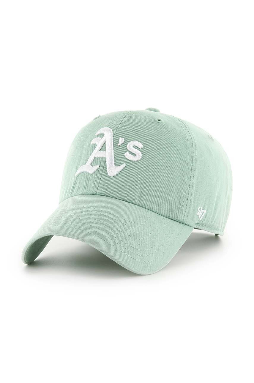 Bavlněná baseballová čepice 47brand MLB Oakland Athletics zelená barva, s aplikací