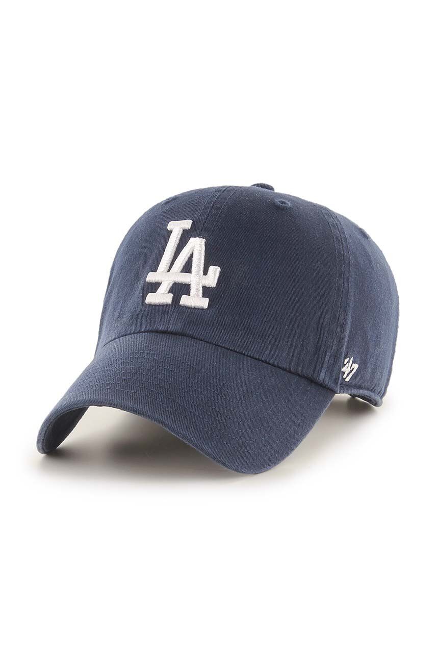Levně Bavlněná baseballová čepice 47brand MLB Los Angeles Dodgers tmavomodrá barva, s aplikací