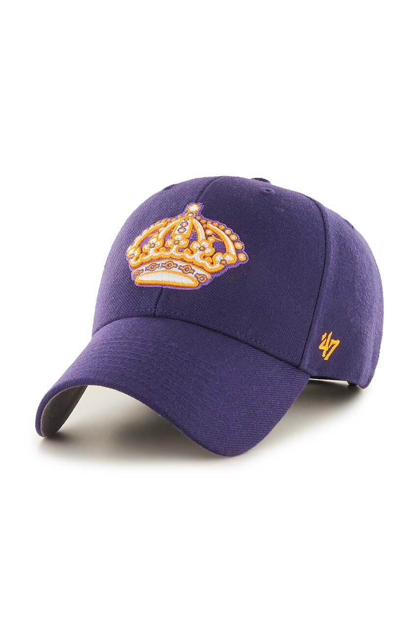 47brand șapcă din amestec de lână NHL Los Angeles Kings culoarea violet, cu imprimeu HVIN-MVP08WBV-P