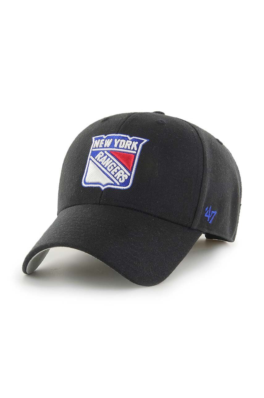 47brand șapcă de baseball din bumbac NHL New York Rangers culoarea negru, cu imprimeu