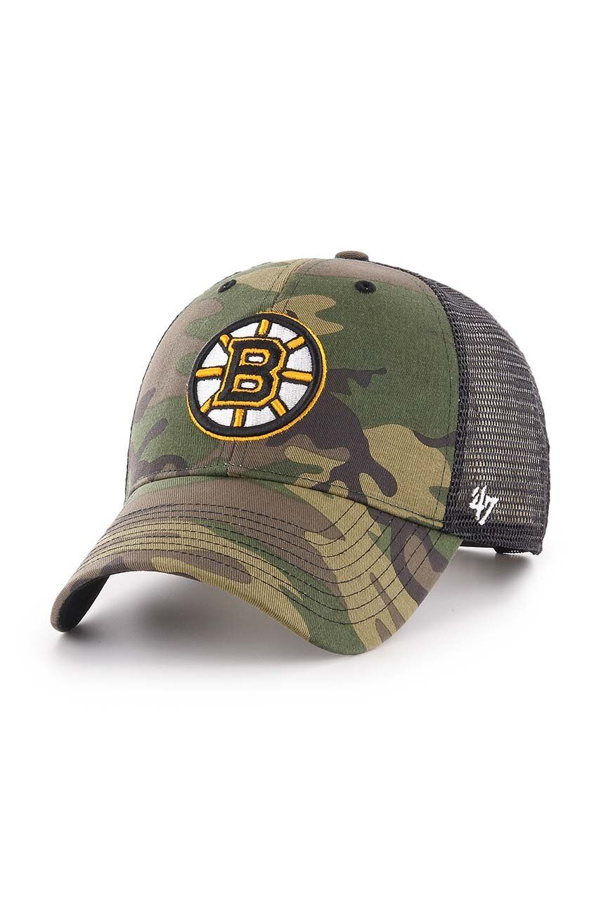 Levně Kšiltovka 47brand NHL Boston Bruins zelená barva, vzorovaná