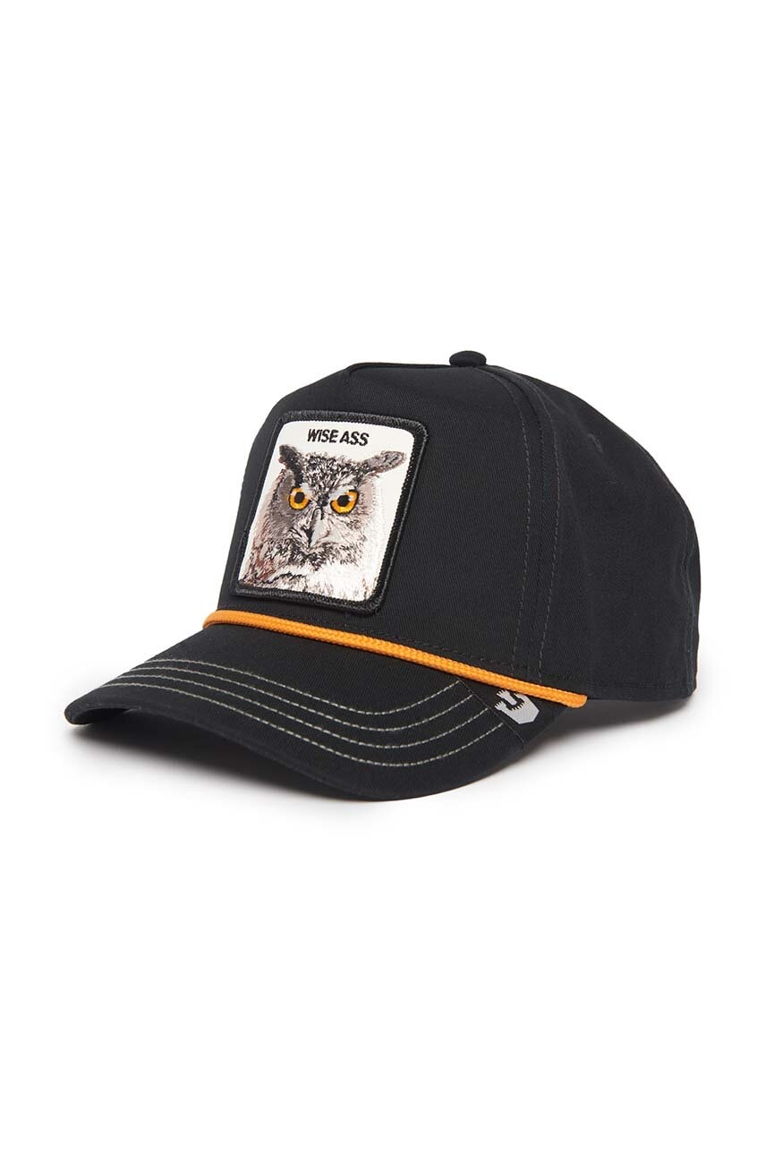 

Памучна шапка с козирка Goorin Bros Wise Owl в черно с апликация 101-1257, Черен