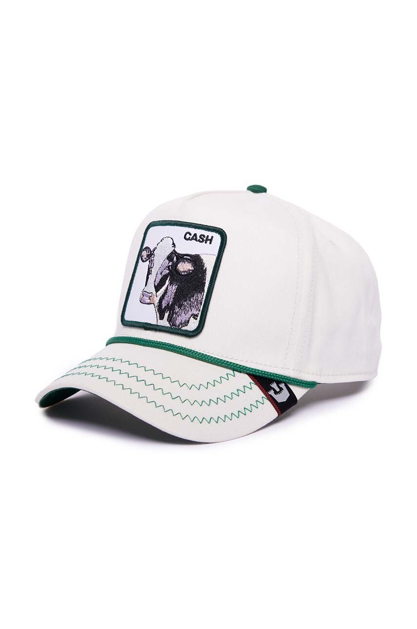 Goorin Bros șapcă de baseball din bumbac Cash Cow culoarea alb, cu imprimeu, 101-1326