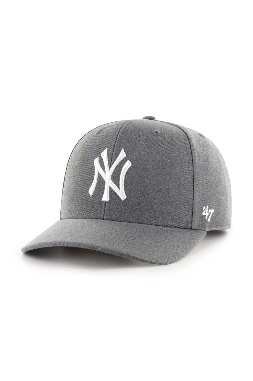 47brand șapcă din amestec de lână MLB New York Yankees culoarea gri, cu imprimeu, B-CLZOE17WBP-CC
