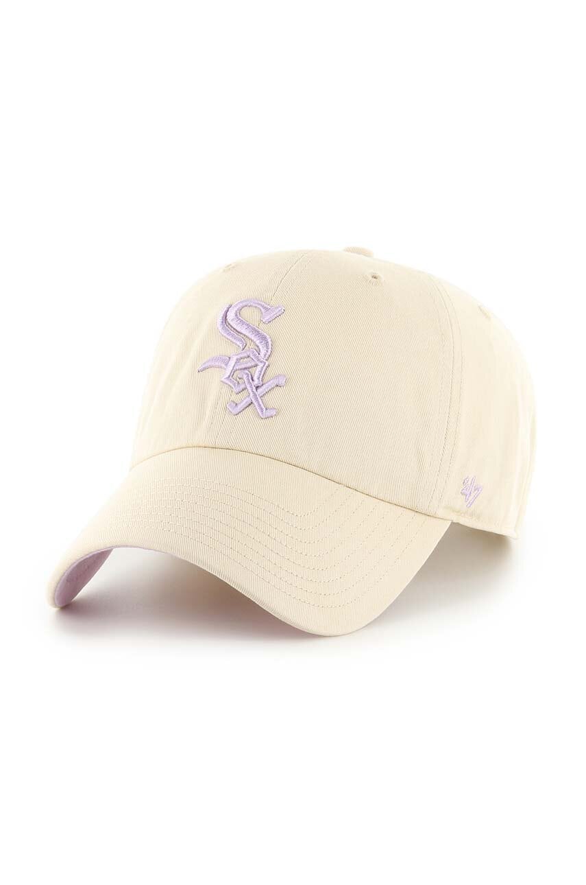 47 brand șapcă de baseball din bumbac MLB Chicago White Sox culoarea bej, cu imprimeu, BAS-DBLUN906GWS-NT03 47 brand șapcă de baseball din bumbac MLB Chicago White Sox culoarea bej, cu imprimeu, BAS-DBLUN906GWS-NT03