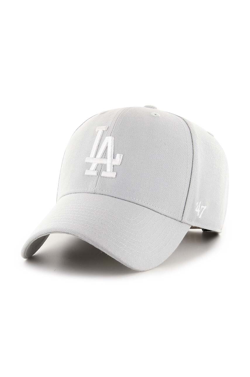 

Шапка с козирка 47 brand MLB Los Angeles Dodgers в сиво с апликация B-MVPSP12WBP-SLA, Сив