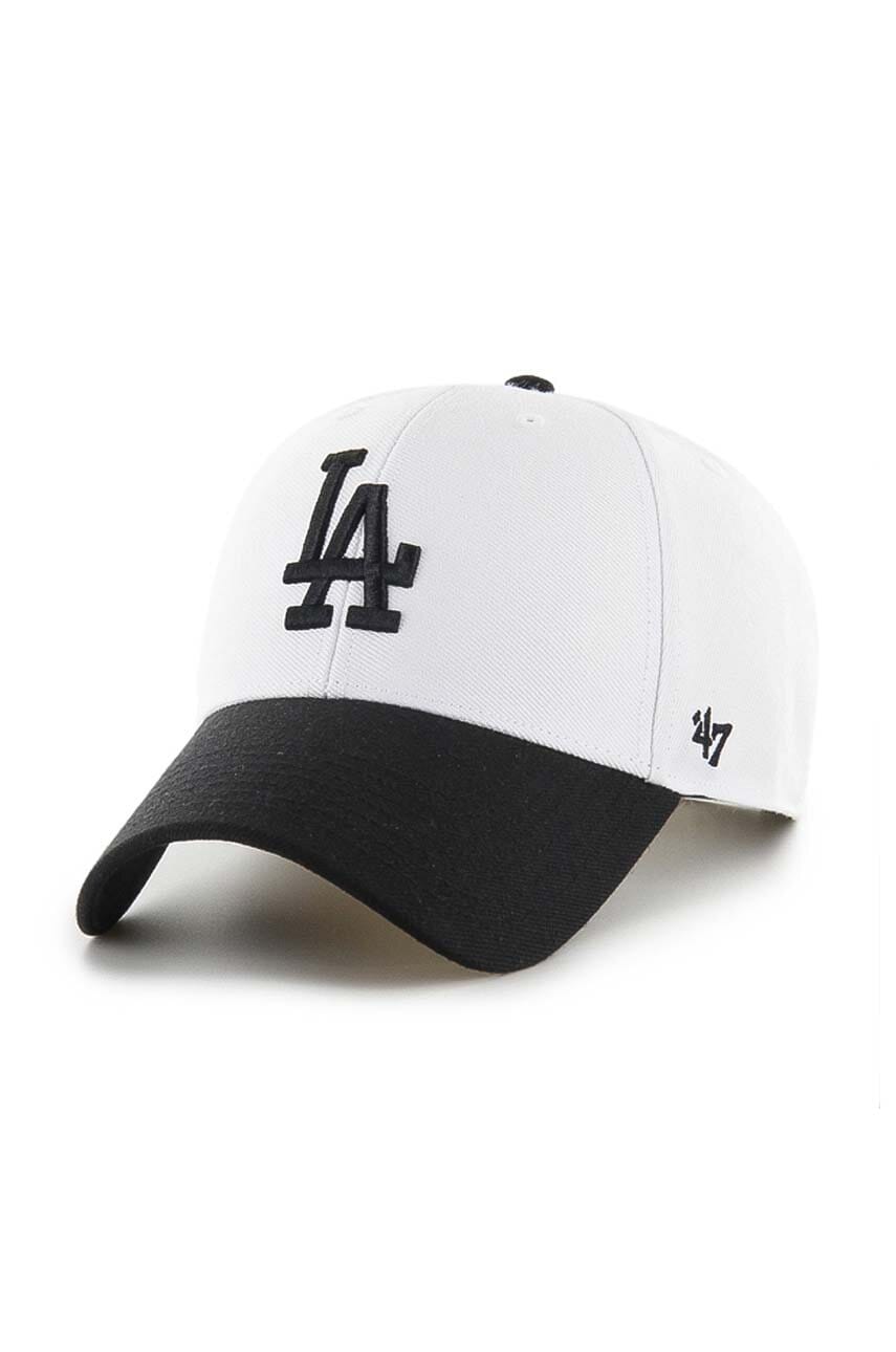 47 brand sapca MLB Los Angeles Dodgers culoarea alb, cu imprimeu, B-SUMTT12WBP-WH 47 brand sapca MLB Los Angeles Dodgers culoarea alb, cu imprimeu, B-SUMTT12WBP-WH