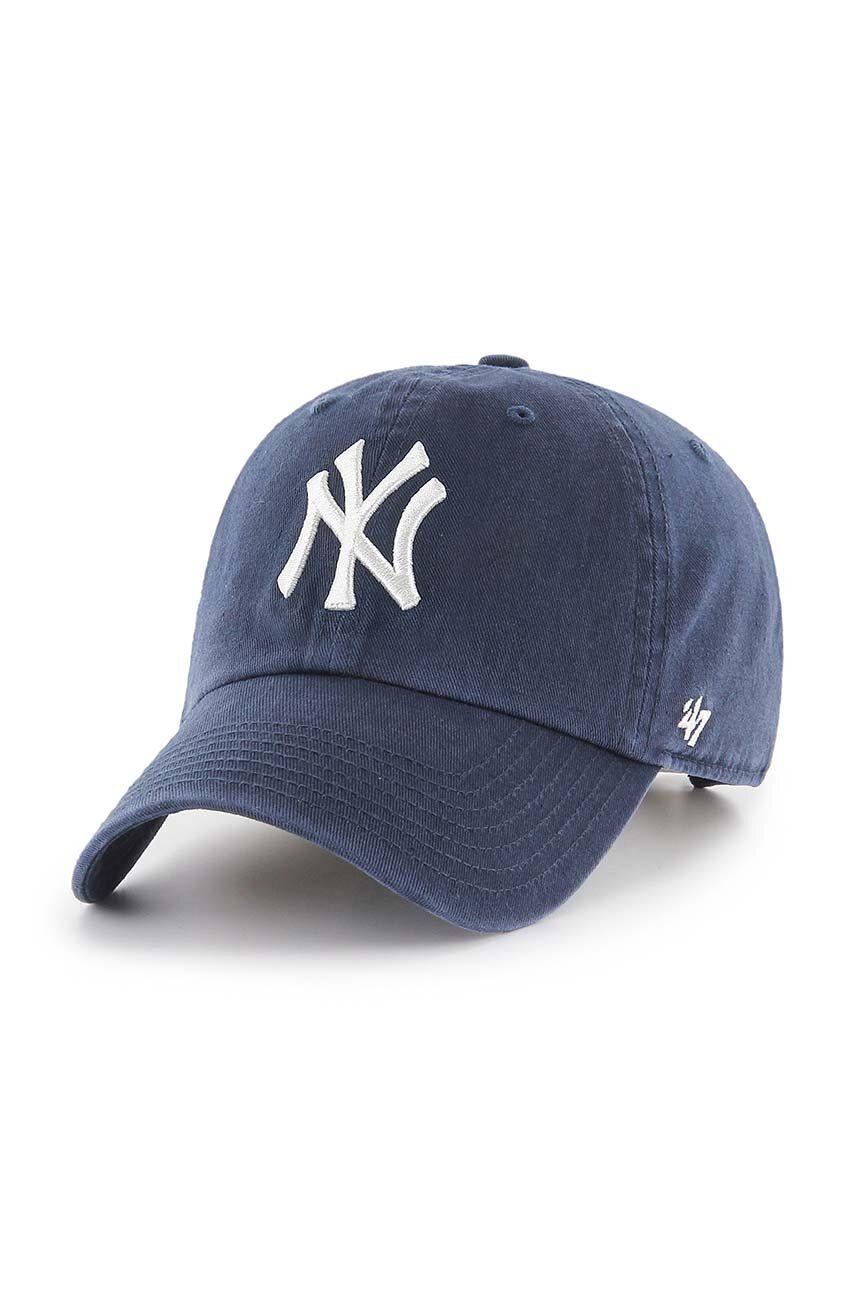 47 brand șapcă de baseball din bumbac MLB New York Yankees culoarea albastru marin, cu imprimeu, B-RGW17GWS-NY