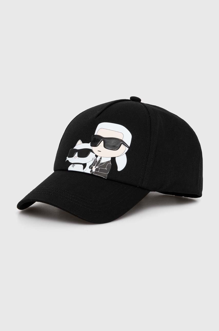 Karl Lagerfeld șapcă de baseball din bumbac culoarea negru, cu imprimeu, 245W3403 Karl Lagerfeld șapcă de baseball din bumbac culoarea negru, cu imprimeu, 245W3403