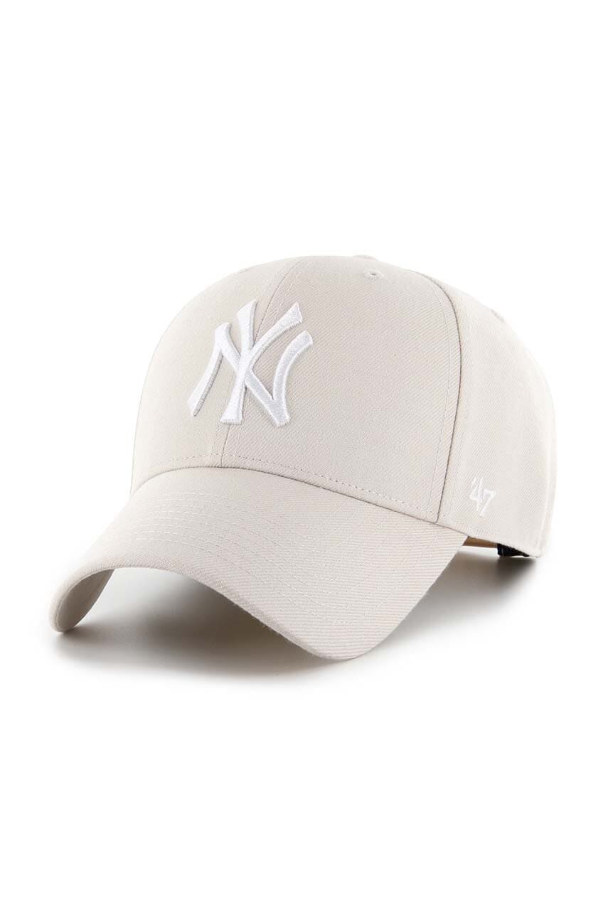 47 brand sapca MLB New York Yankees culoarea bej, cu imprimeu, B-MVPSP17WBP-BNI 47 brand sapca MLB New York Yankees culoarea bej, cu imprimeu, B-MVPSP17WBP-BNI