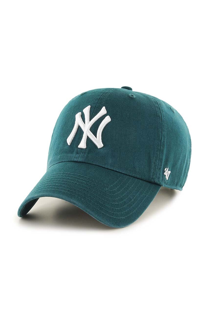 47 brand șapcă de baseball din bumbac MLB New York Yankees culoarea verde, cu imprimeu, B-RGW17GWS-PG 47 brand șapcă de baseball din bumbac MLB New York Yankees culoarea verde, cu imprimeu, B-RGW17GWS-PG