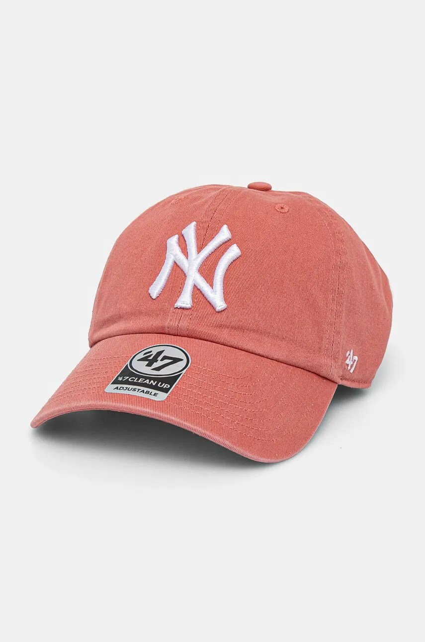 47 brand șapcă de baseball din bumbac MLB New York Yankees culoarea roz, cu imprimeu, B-RGW17GWS-IR