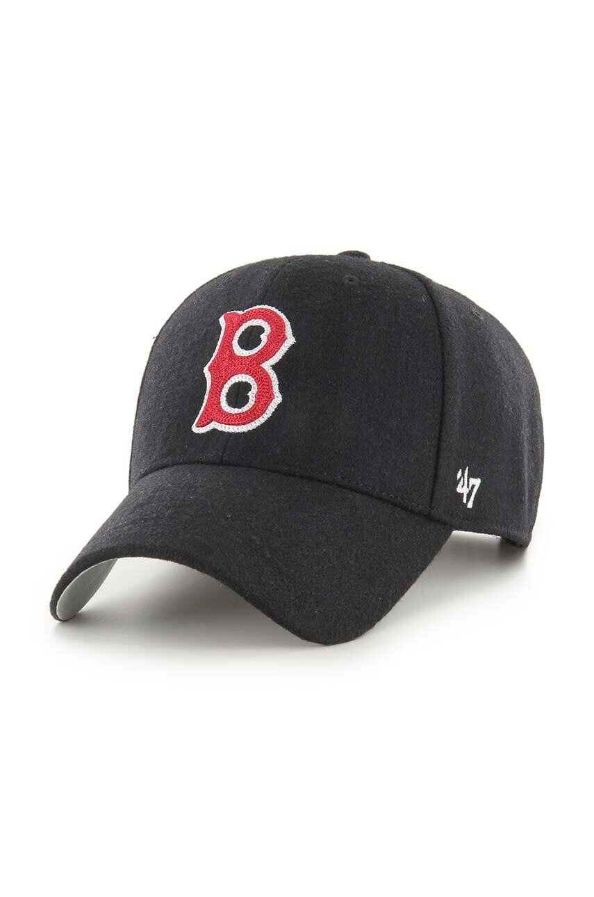 47 brand șapcă de lana MLB Boston Red Sox culoarea negru, cu imprimeu, BCPTN-CHSMS02WIP-BK46 47 brand șapcă de lana MLB Boston Red Sox culoarea negru, cu imprimeu, BCPTN-CHSMS02WIP-BK46