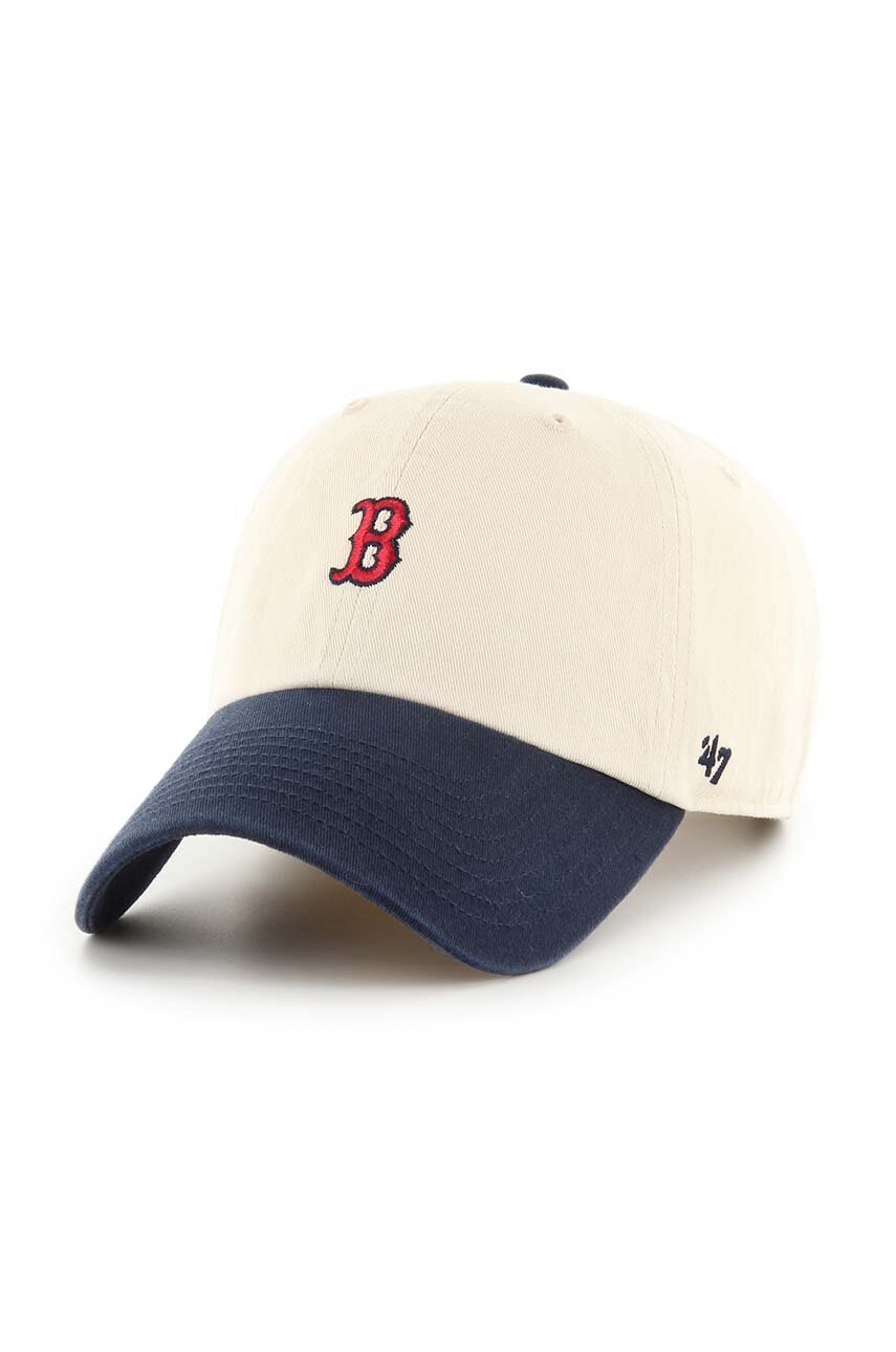 

Памучна шапка с козирка 47 brand MLB Boston Red Sox в бежово с апликация B-SSTBC02GWS-NT, Бежов