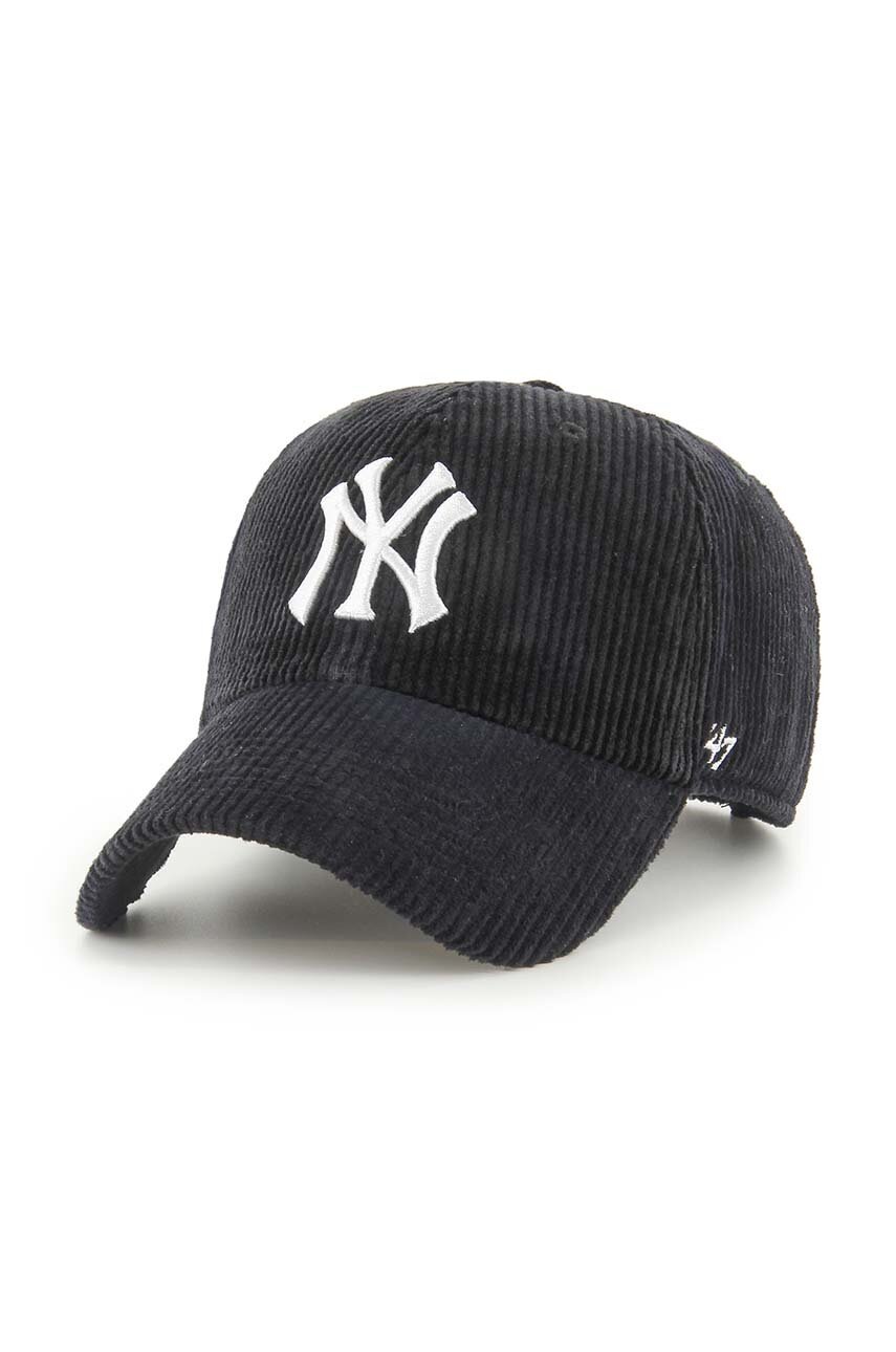 

Джинсова шапка с козирка 47 brand MLB New York Yankees в черно с апликация B-THCKC17EWS-BK, Черен