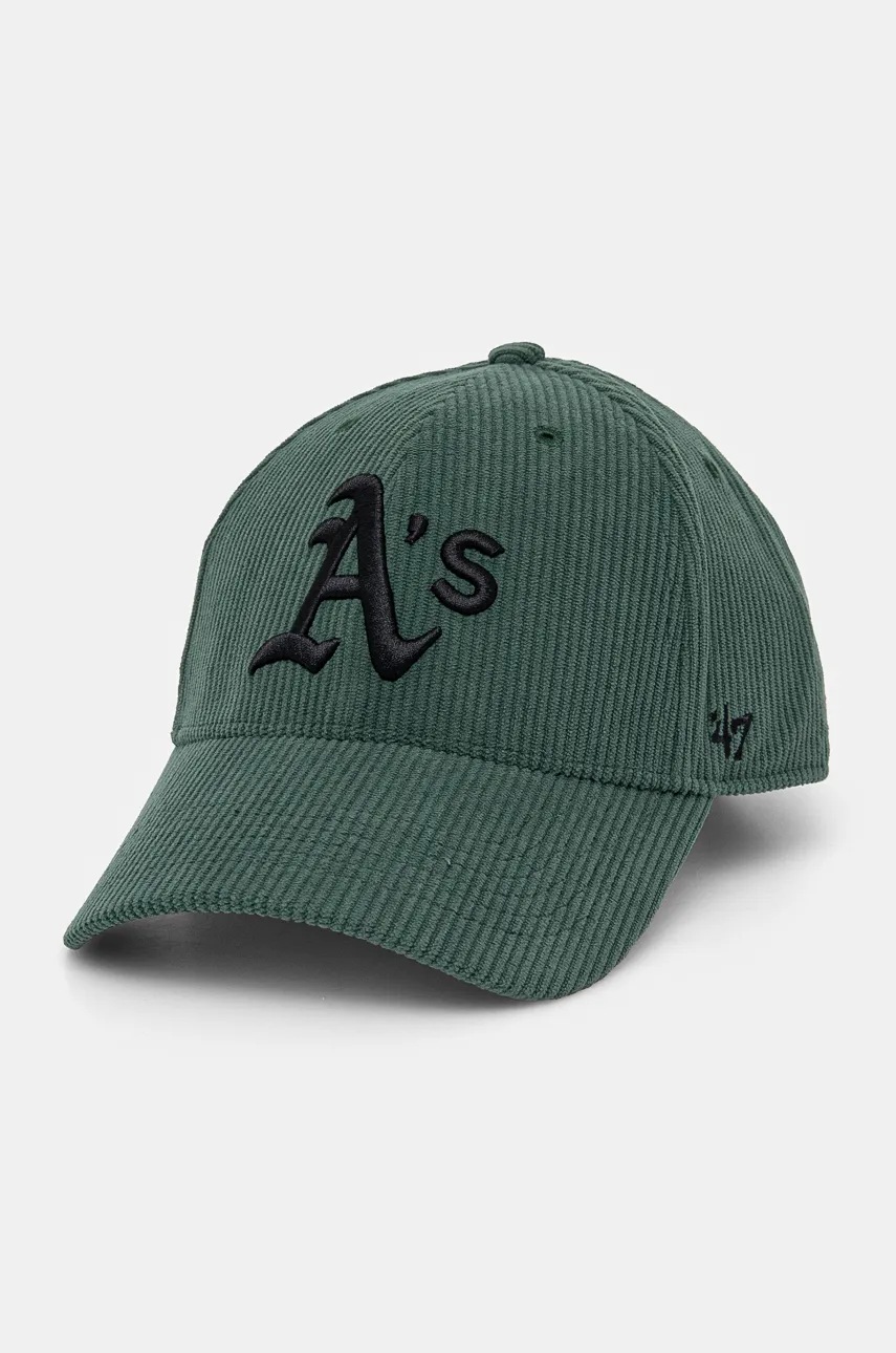 

Джинсова шапка с козирка 47 brand MLB Oakland Athletics в зелено с апликация B-THCKM18EWS-DG, Зелен
