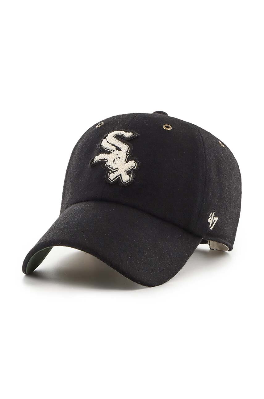 47 brand șapcă de lana MLB Chicago White Sox culoarea negru, cu imprimeu, B-PNTCU06WIS-BK 47 brand șapcă de lana MLB Chicago White Sox culoarea negru, cu imprimeu, B-PNTCU06WIS-BK