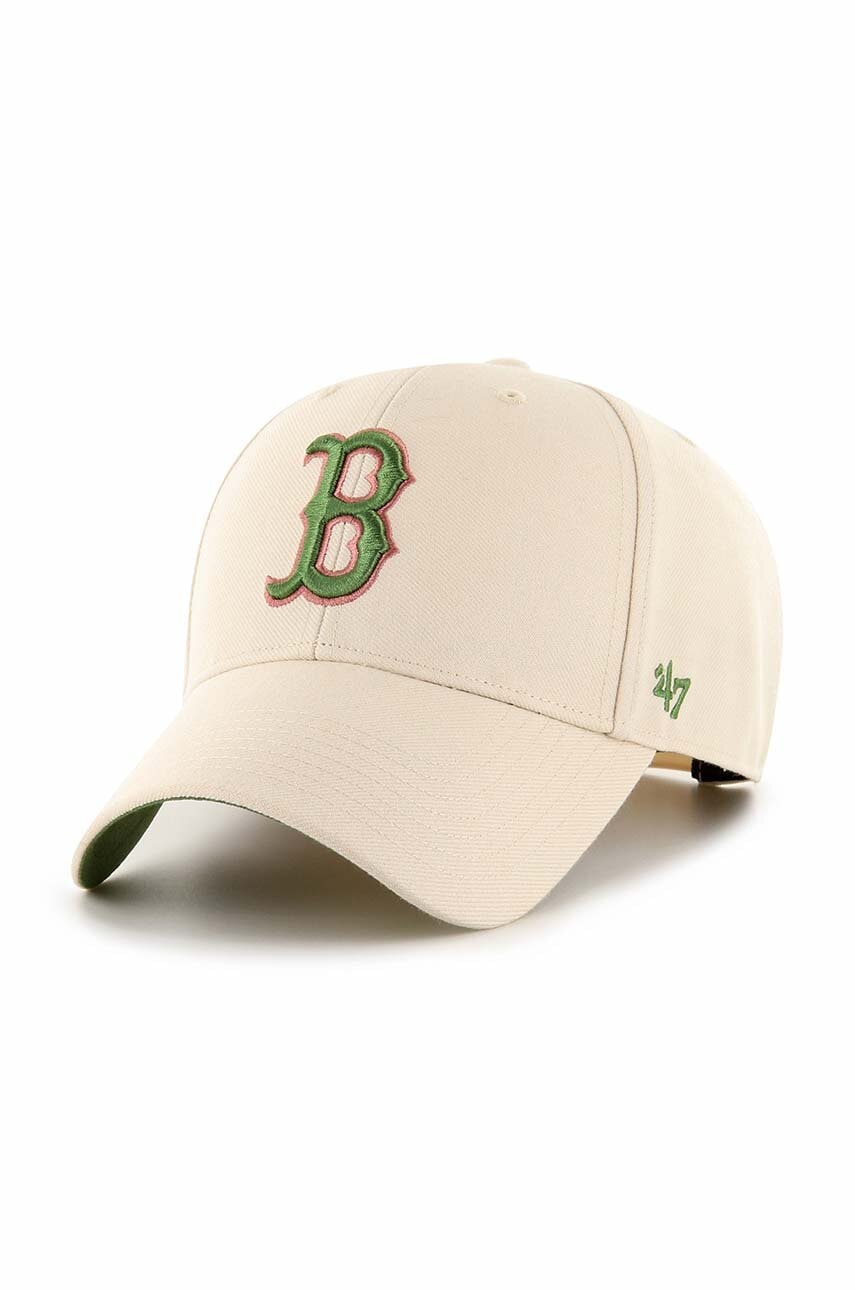 47 brand șapcă din amestec de lână MLB Boston Red Sox culoarea bej, cu imprimeu, BAS-SUMVP902WBP-NTA99 47 brand șapcă din amestec de lână MLB Boston Red Sox culoarea bej, cu imprimeu, BAS-SUMVP902WBP-NTA99