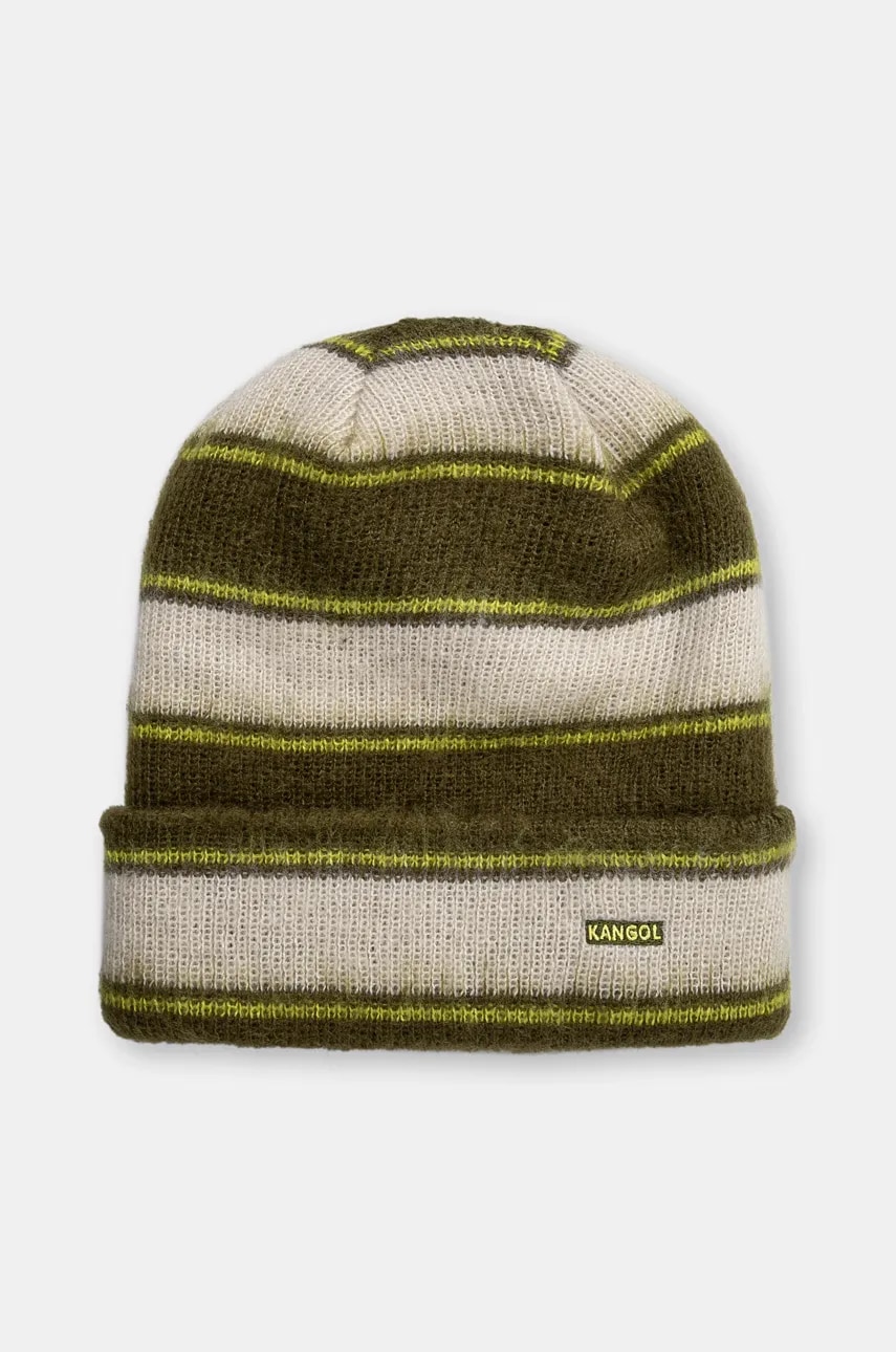 Kangol caciula FUZZY STRIPE culoarea verde, din tricot gros, K3725.SK301 Kangol caciula FUZZY STRIPE culoarea verde, din tricot gros, K3725.SK301