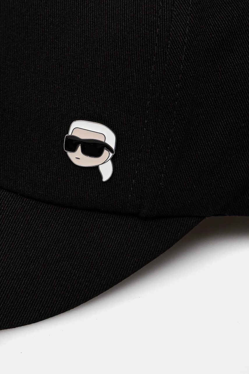 Хлопковая кепка Karl Lagerfeld цвет чёрный однотонная A2W33061 Хлопковая кепка Karl Lagerfeld цвет чёрный однотонная A2W33061