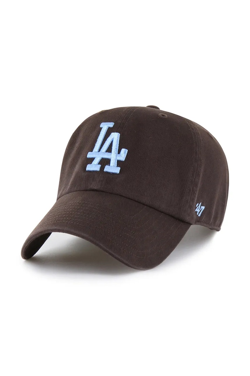 47 brand șapcă de baseball din bumbac MLB Los Angeles Dodgers culoarea maro, uni, B-RGW12GWS-BWC