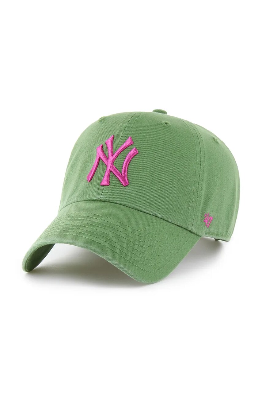 47 brand șapcă de baseball din bumbac MLB New York Yankees culoarea verde, uni, B-RGW17GWS-FF