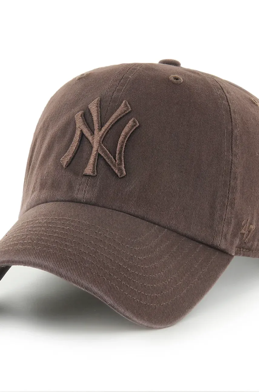 47 brand șapcă de baseball din bumbac MLB New York Yankees culoarea maro, uni, B-RGW17GWS-BWB