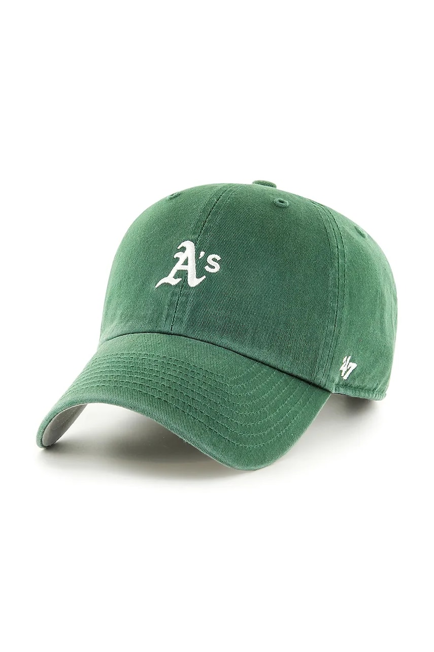 47 brand șapcă de baseball din bumbac MLB Oakland Athletics culoarea verde, uni, B-BSRNR18GWS-DGB 47 brand șapcă de baseball din bumbac MLB Oakland Athletics culoarea verde, uni, B-BSRNR18GWS-DGB