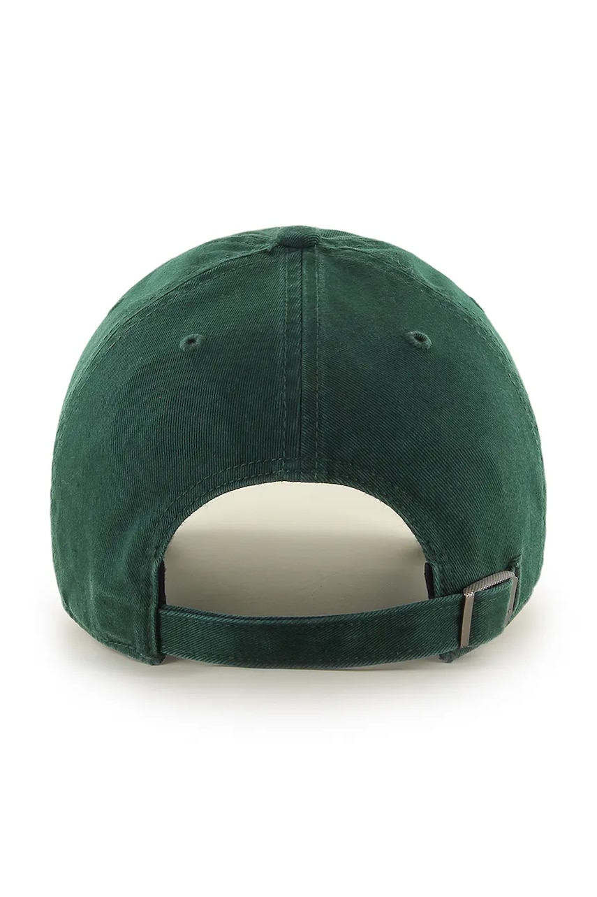 Хлопковая кепка 47 brand MLB New York Yankees цвет зелёный однотонная B-BSRNR17GWS-DG Хлопковая кепка 47 brand MLB New York Yankees цвет зелёный однотонная B-BSRNR17GWS-DG