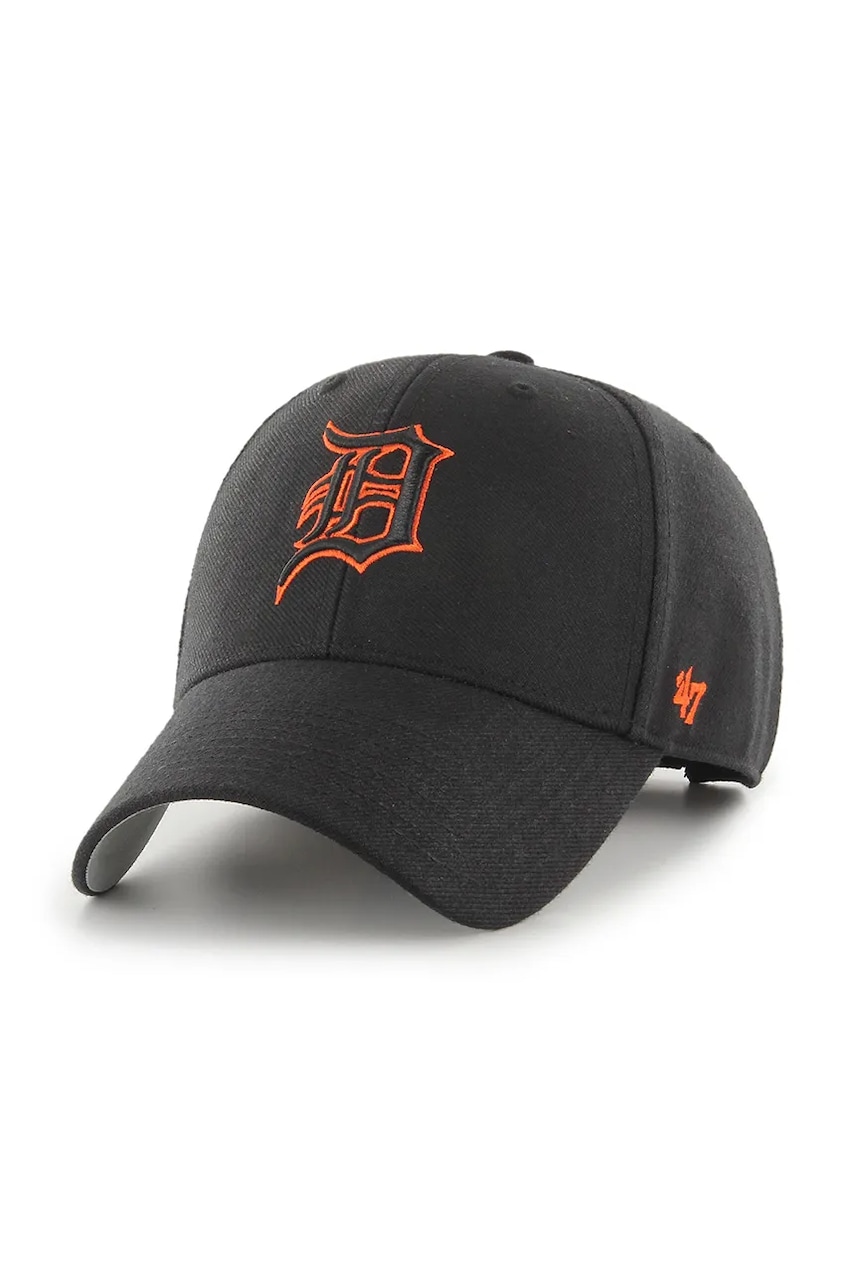 47 brand șapcă MLB Detroit Tigers culoarea negru, cu imprimeu, B-MVP09WBV-BKB 47 brand șapcă MLB Detroit Tigers culoarea negru, cu imprimeu, B-MVP09WBV-BKB