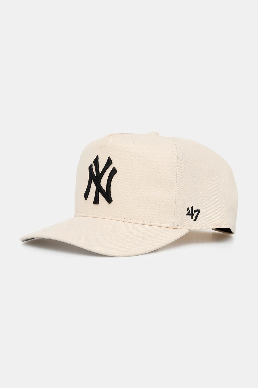 47 brand sapca de baseball din bumbac MLB New York Yankees culoarea bej, uni, B-FHTCH17GWP-NTA