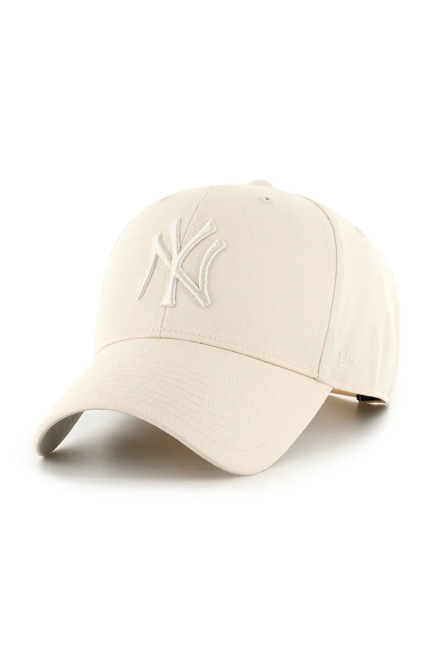 47 brand șapcă de baseball din bumbac MLB New York Yankees culoarea bej, uni, B-RAC17CTP-NTA