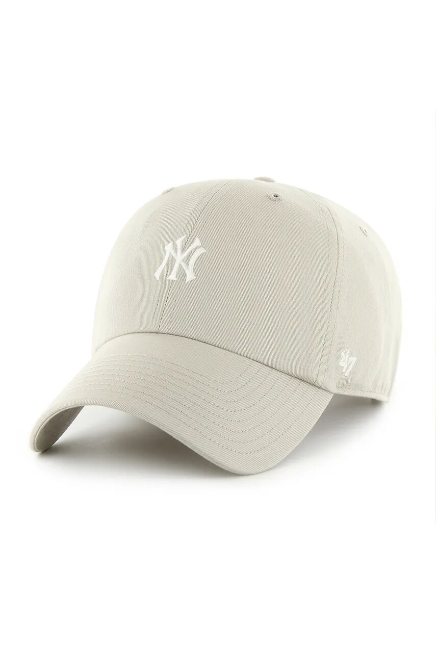 47 brand sapca MLB New York Yankees culoarea gri, uni, B-FNDTN17GWS-F5A