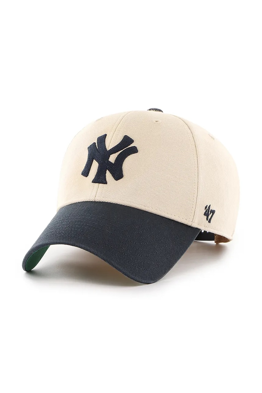 47 brand șapcă de baseball din bumbac MLB New York Yankees culoarea alb, cu imprimeu, B-FIRFD17HTP-SS 47 brand șapcă de baseball din bumbac MLB New York Yankees culoarea alb, cu imprimeu, B-FIRFD17HTP-SS