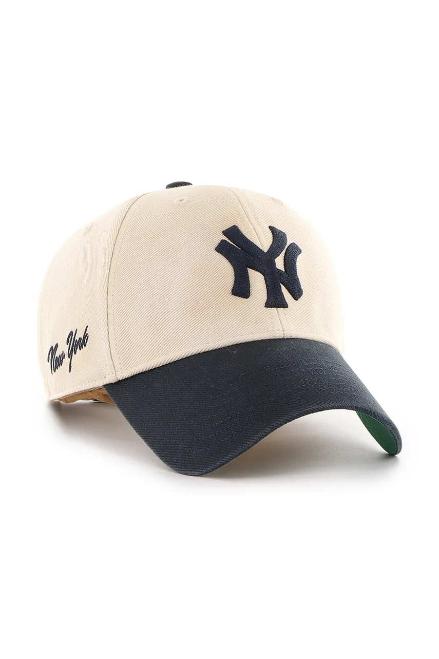 Хлопковая кепка 47 brand MLB New York Yankees цвет белый с аппликацией B-FIRFD17HTP-SS