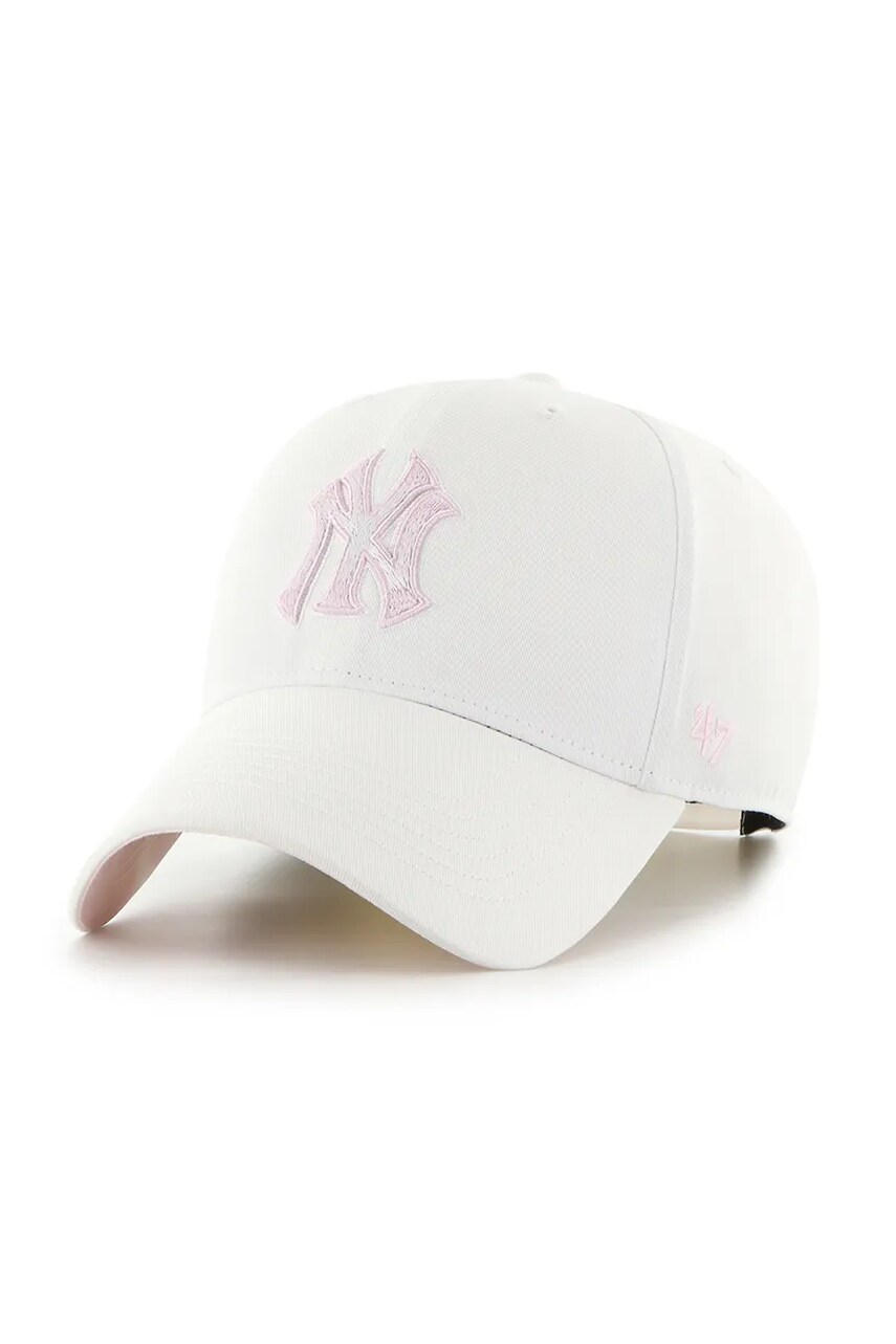 47 brand sapca MLB New York Yankees culoarea alb, neted, B-ITCMP17CTP-WH