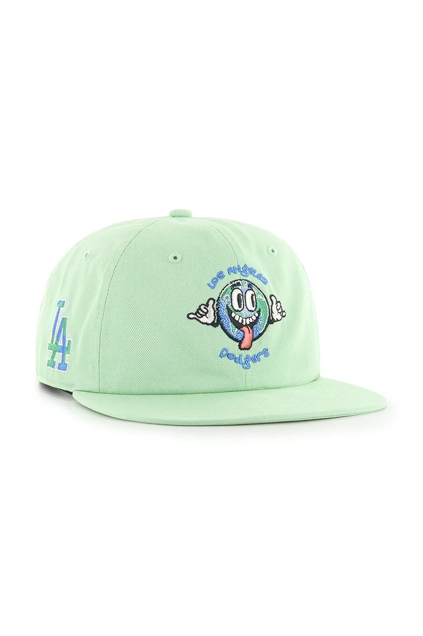 Хлопковая кепка 47 brand MLB LA Dodgers цвет зелёный с аппликацией B-GLOBE12CNP-HK Хлопковая кепка 47 brand MLB LA Dodgers цвет зелёный с аппликацией B-GLOBE12CNP-HK