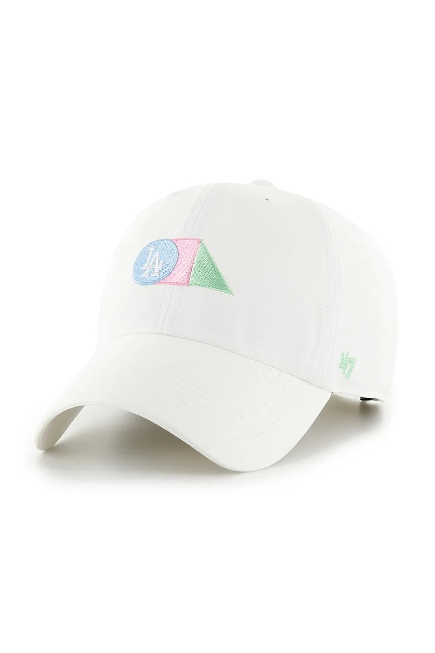 47 brand șapcă de baseball din bumbac MLB LA Dodgers culoarea alb, cu imprimeu, B-PRPCU12GWS-WH