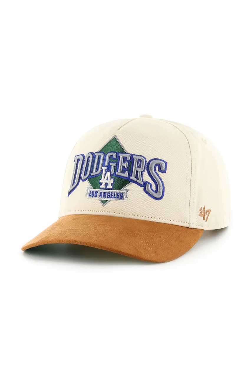 47 brand șapcă MLB Los Angeles Dodgers culoarea bej, cu imprimeu, B-DMOND12GWP-NT 47 brand șapcă MLB Los Angeles Dodgers culoarea bej, cu imprimeu, B-DMOND12GWP-NT